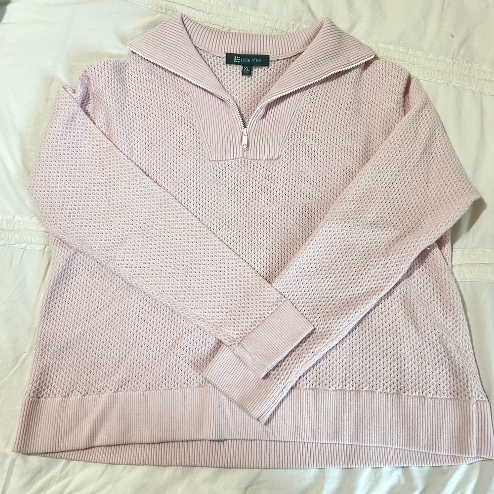 Title Nine pink half zip crew neck/ sweater